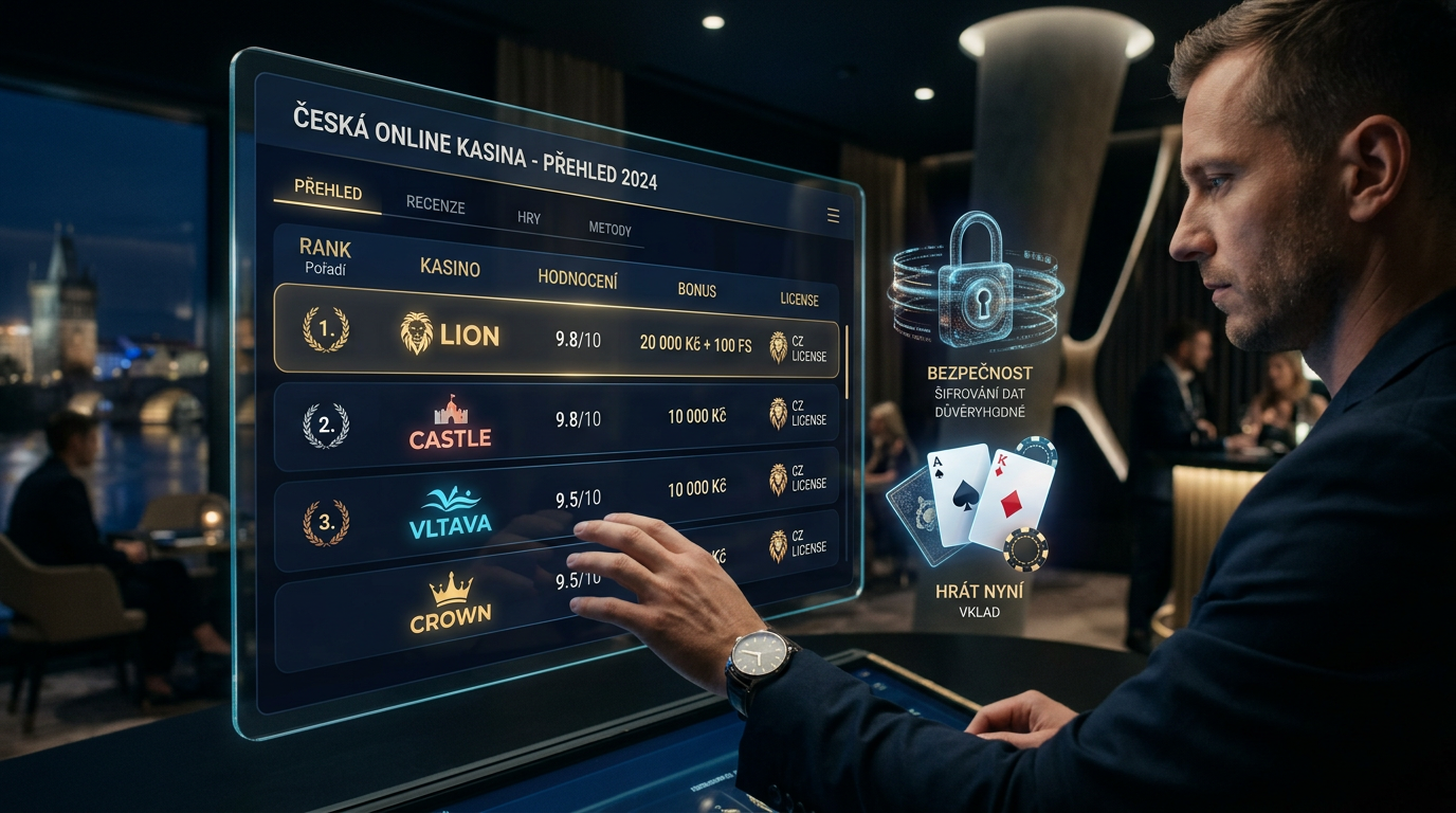 Futuristické rozhraní online kasina se zaměřením na bezpečnost a technologie